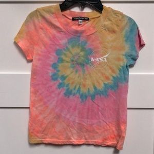 Girls NASA Tie-dye screen T-shirt! Fun bright colors! pink/orange/yellow/blues